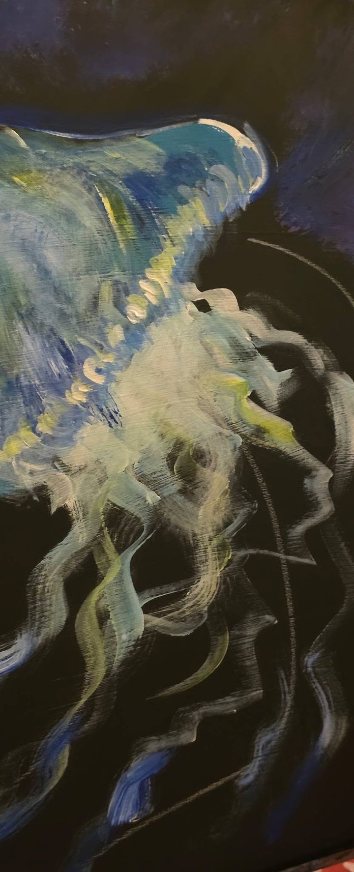 Glowing jellyfish painting on a dark background